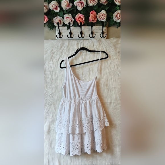 Zara Spring Angel Tiered Lace Asymmetrical Mini Dress - Picture 3 of 7